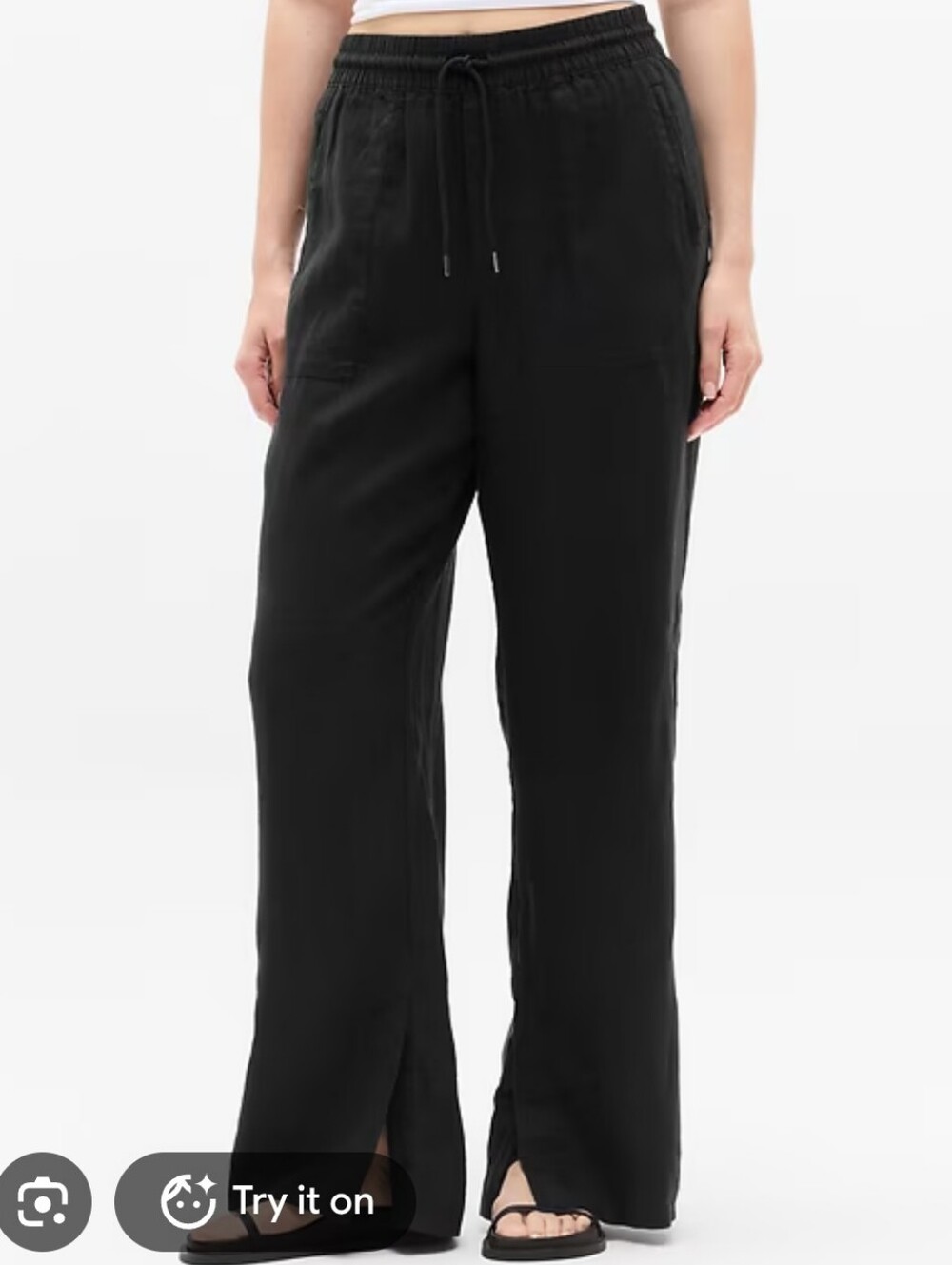 Athleta Retreat Linen High-Rise Wide Leg Pant - Black